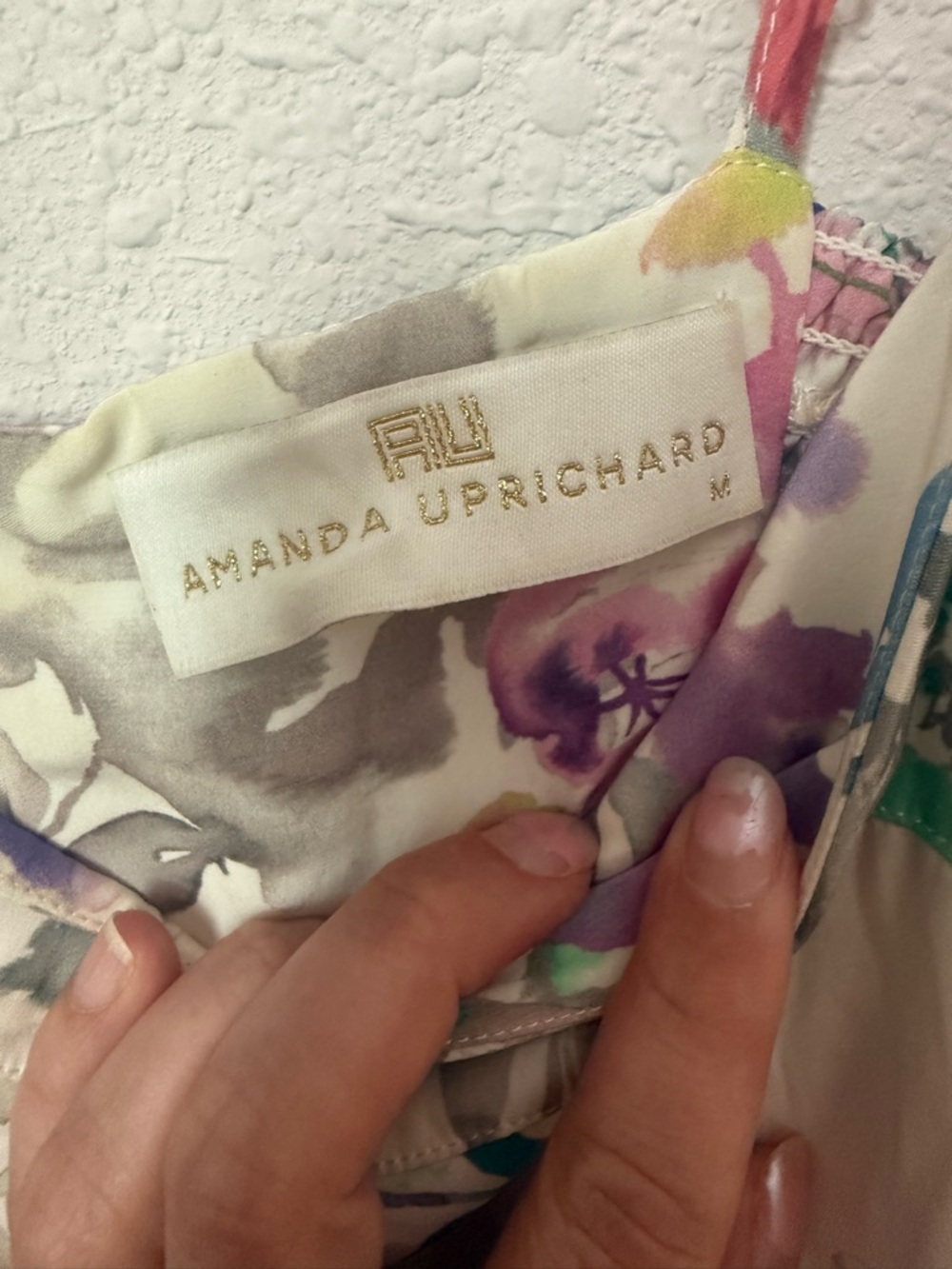 Amanda Uprichard Silk Cream Floral Watercolor Slip Dress - Picture 3 of 5